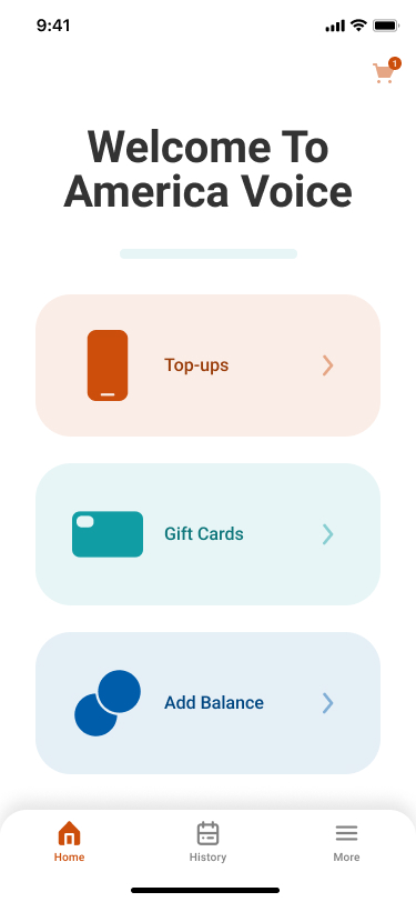 America Voice App — screen 1