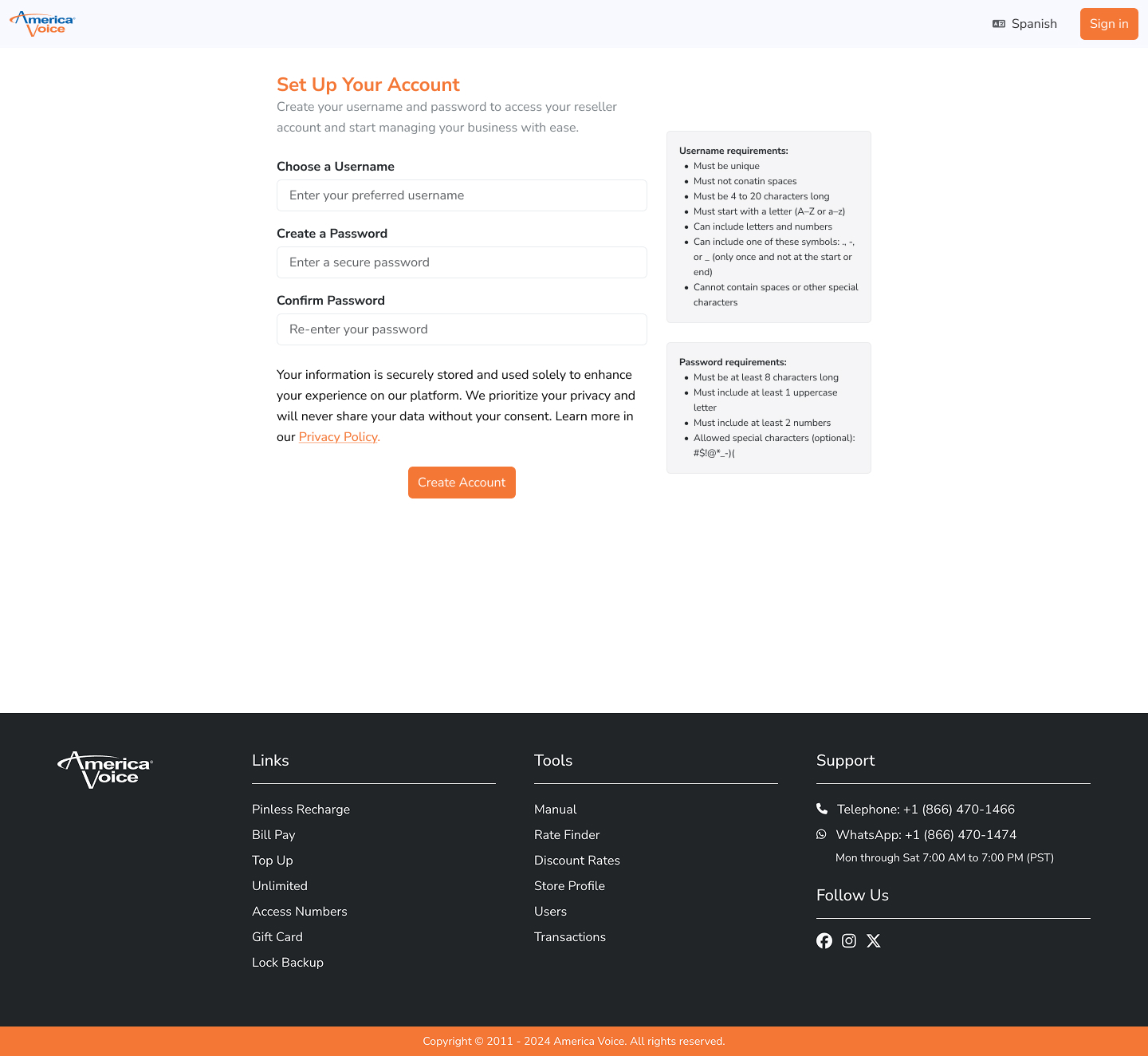 AV Reseller Portal — screen 1