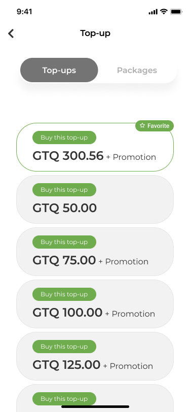 Pronto Top-up App — screen 4