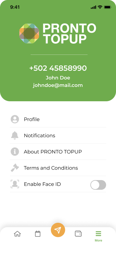 Pronto Top-up App — screen 5